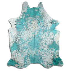Cowhide Rug Distressed Emerald Large