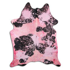 Cowhide Rug Distressed Fuchsia Medium