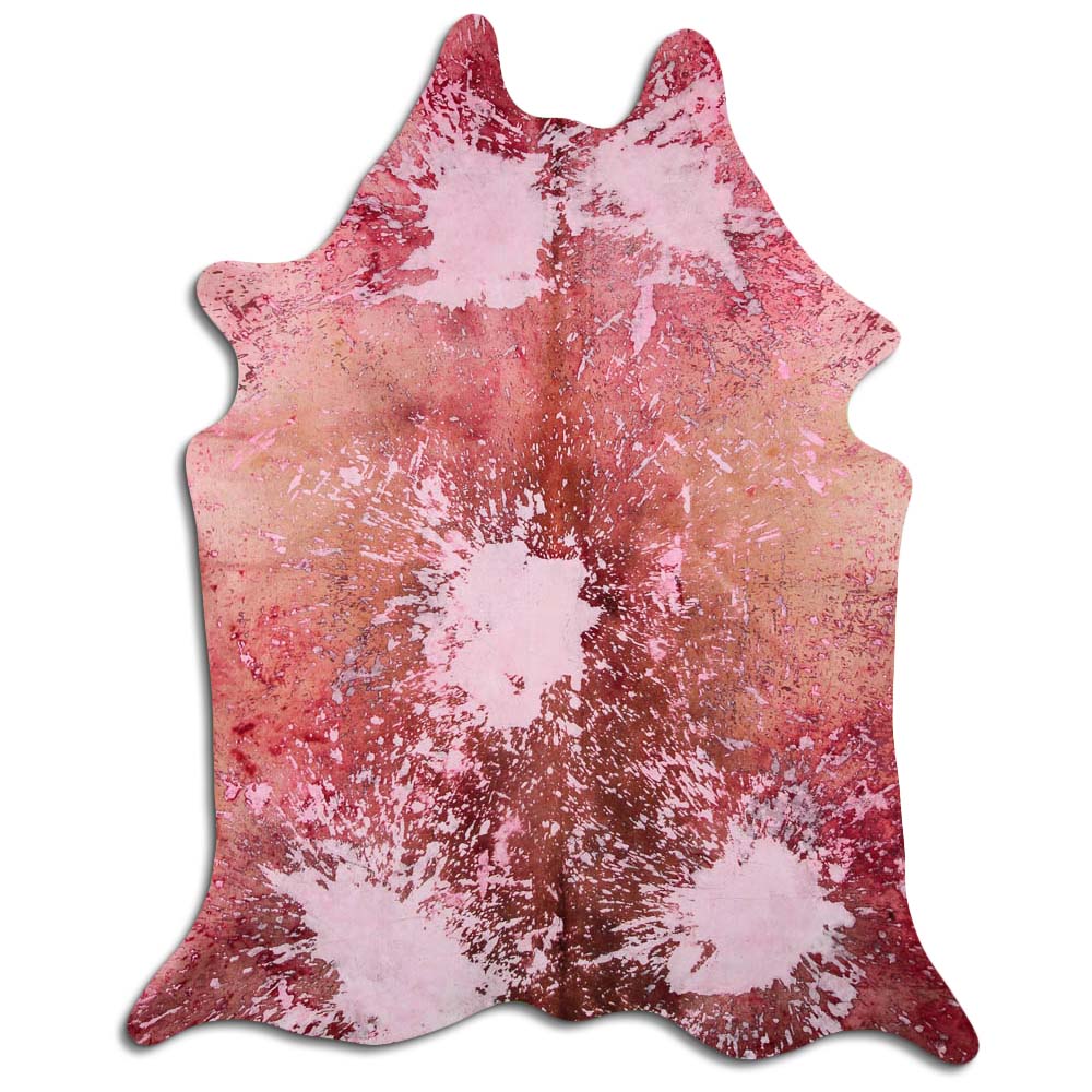 Cowhide Rug Distressed Fuchsia Medium