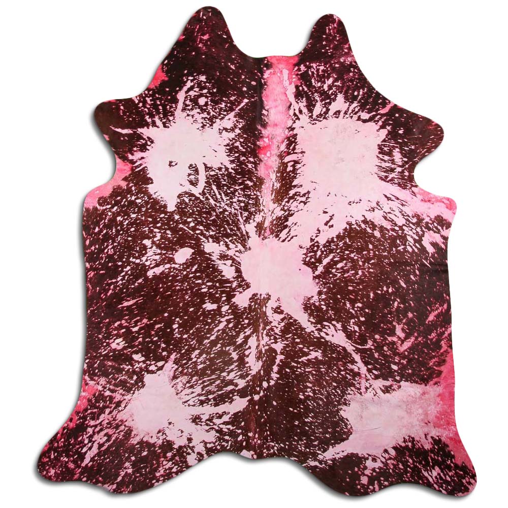 Cowhide Rug Distressed Fuchsia Medium