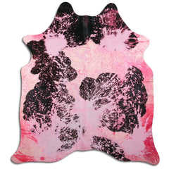 Cowhide Rug Distressed Fuchsia Medium