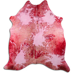 Cowhide Rug Distressed Fuchsia Medium