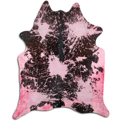 Cowhide Rug Distressed Fuchsia Medium