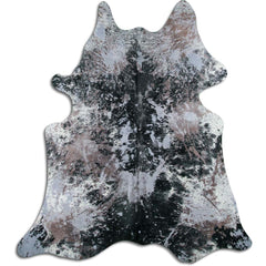 Cowhide Rug Distressed Grey Medium