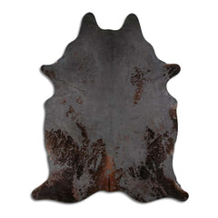 Cowhide Rug Distressed Grey Large