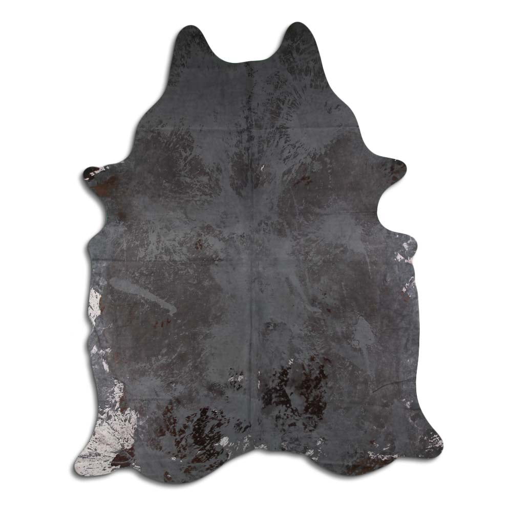 Cowhide Rug Distressed Grey Large