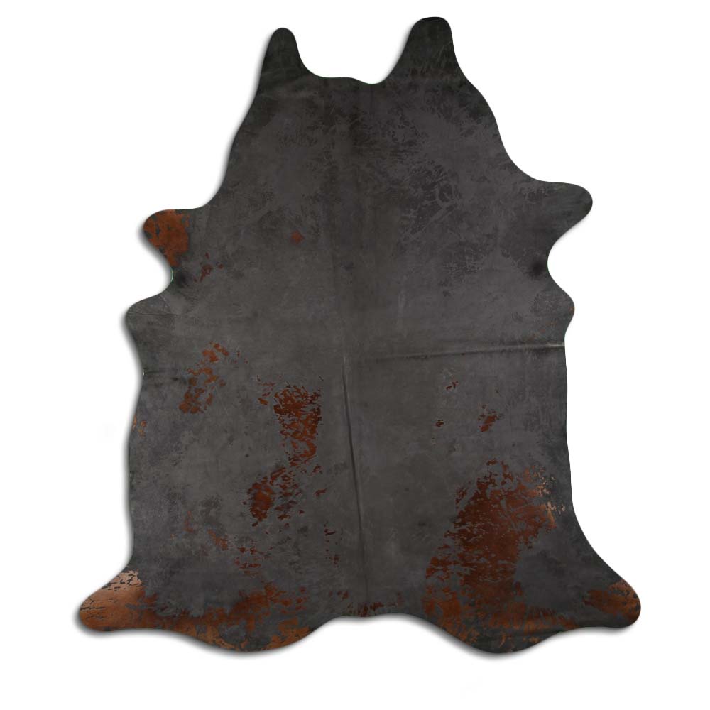 Cowhide Rug Distressed Grey Large
