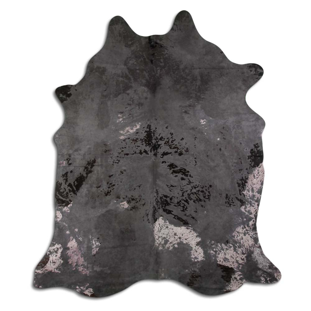 Cowhide Rug Distressed Grey Large