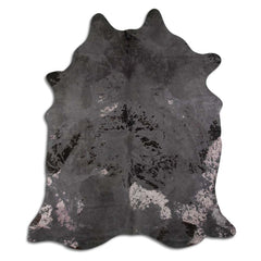 Cowhide Rug Distressed Grey Large