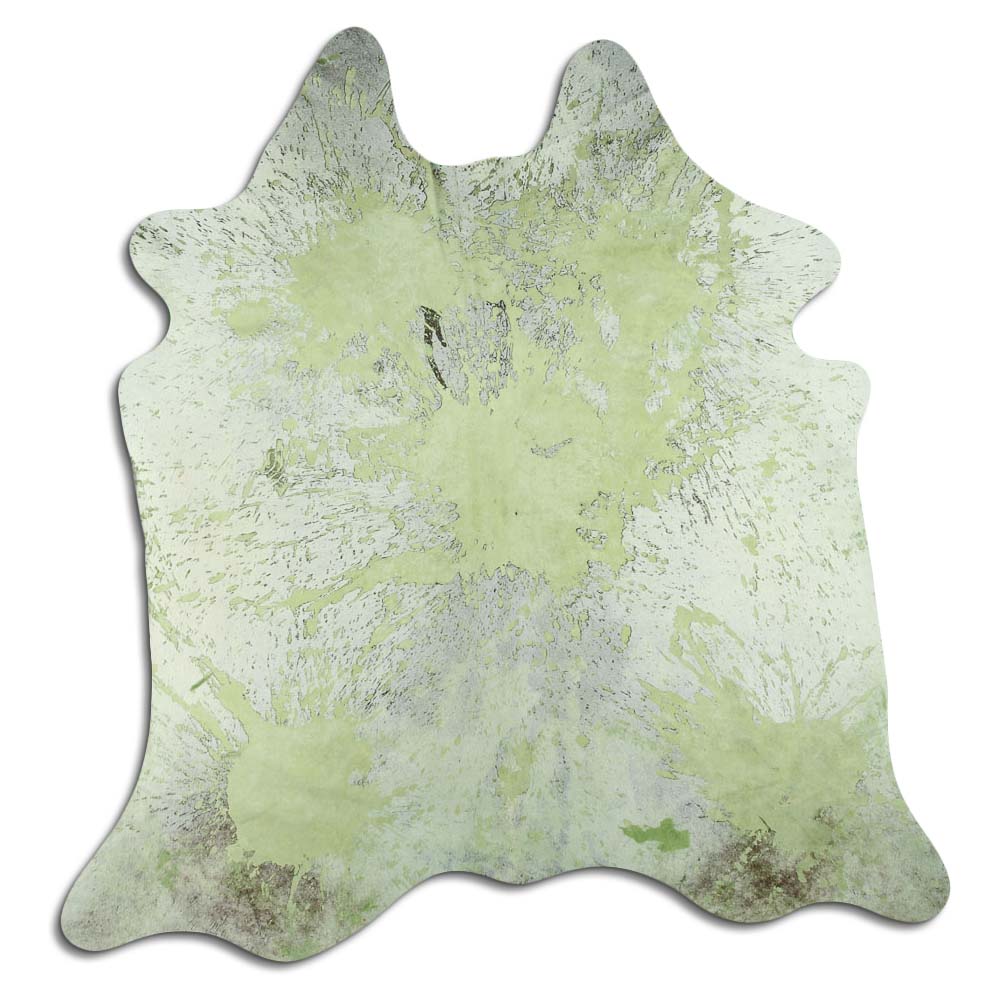 Cowhide Rug Distressed Lime Medium