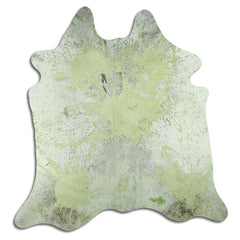 Cowhide Rug Distressed Lime Medium