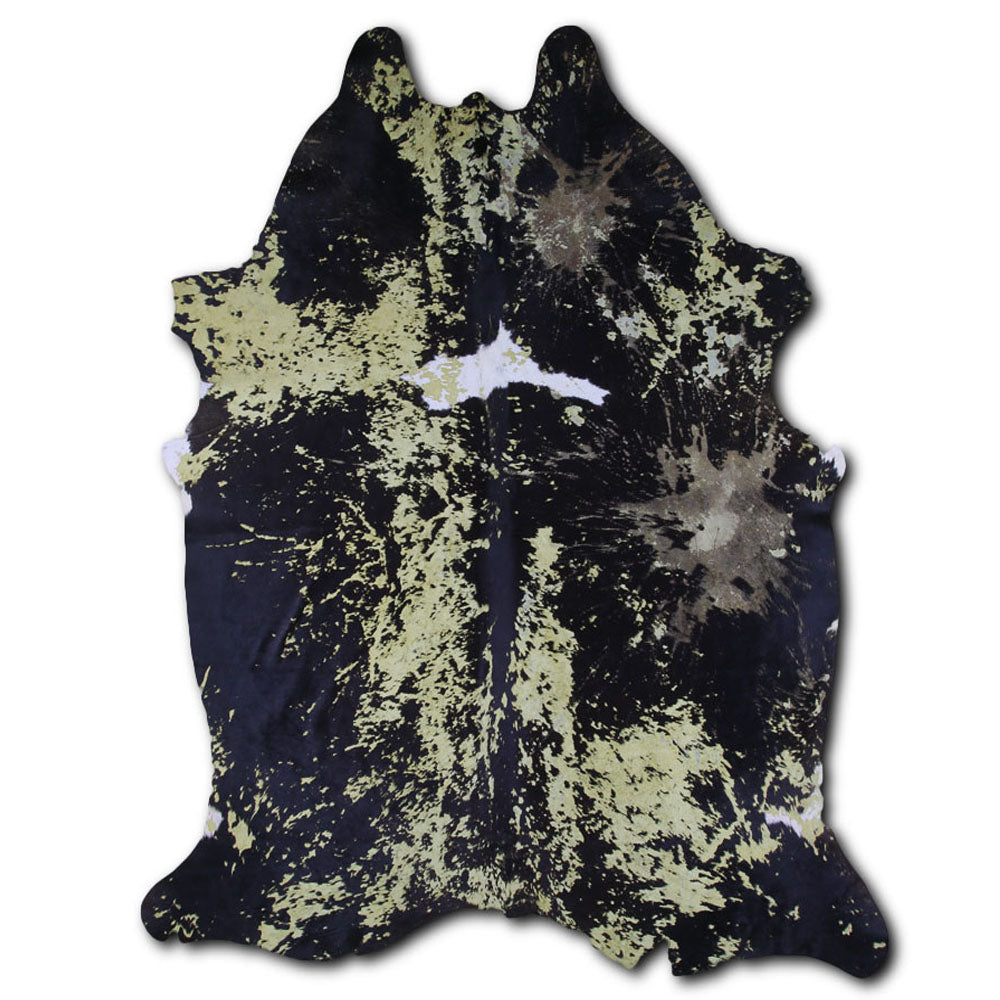 Cowhide Rug Distressed Lime Large