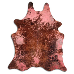 Cowhide Rug Distressed Red Medium