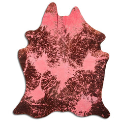 Cowhide Rug Distressed Red Medium