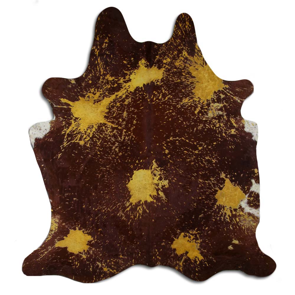 Cowhide Rug Distressed Yellow Large