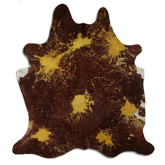 Cowhide Rug Distressed Yellow Large