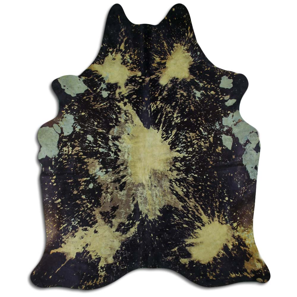 Cowhide Rug Distressed Yellow Large
