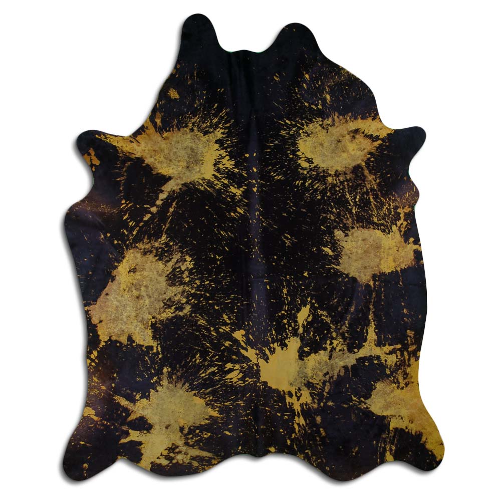 Cowhide Rug Distressed Yellow Large