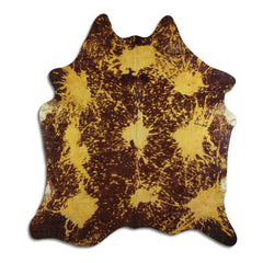 Cowhide Rug Distressed Yellow Large