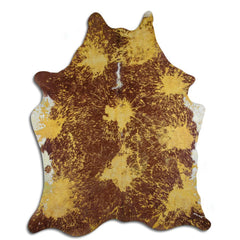 Cowhide Rug Distressed Yellow Large