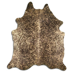 Cowhide Rug Gold Metallic on Black Medium