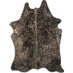 Cowhide Rug Gold Metallic on Black Medium