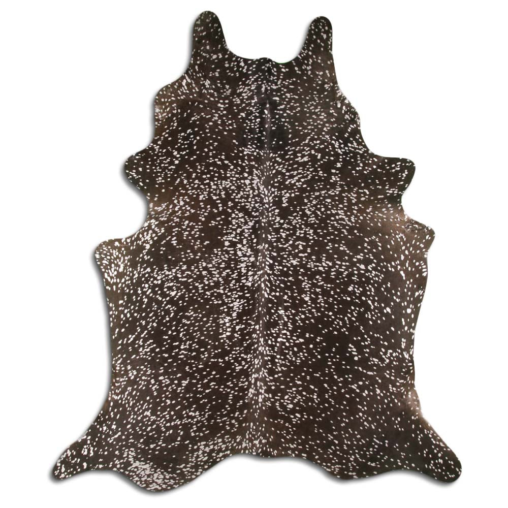 Cowhide Rug Silver Metallic on Black Medium