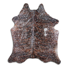 Cowhide Rug Silver Metallic on Brindle Large