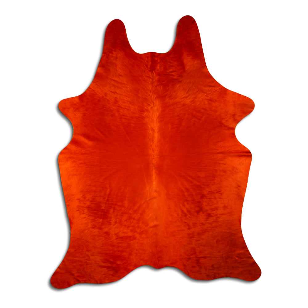 Cowhide Rug Dyed Orange Large