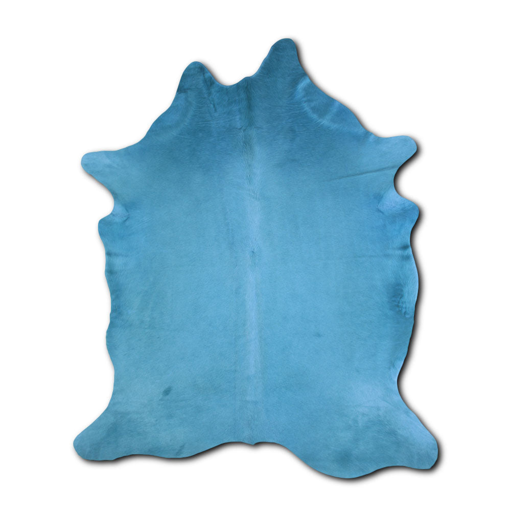 Cowhide Rug Dyed Light Blue Large