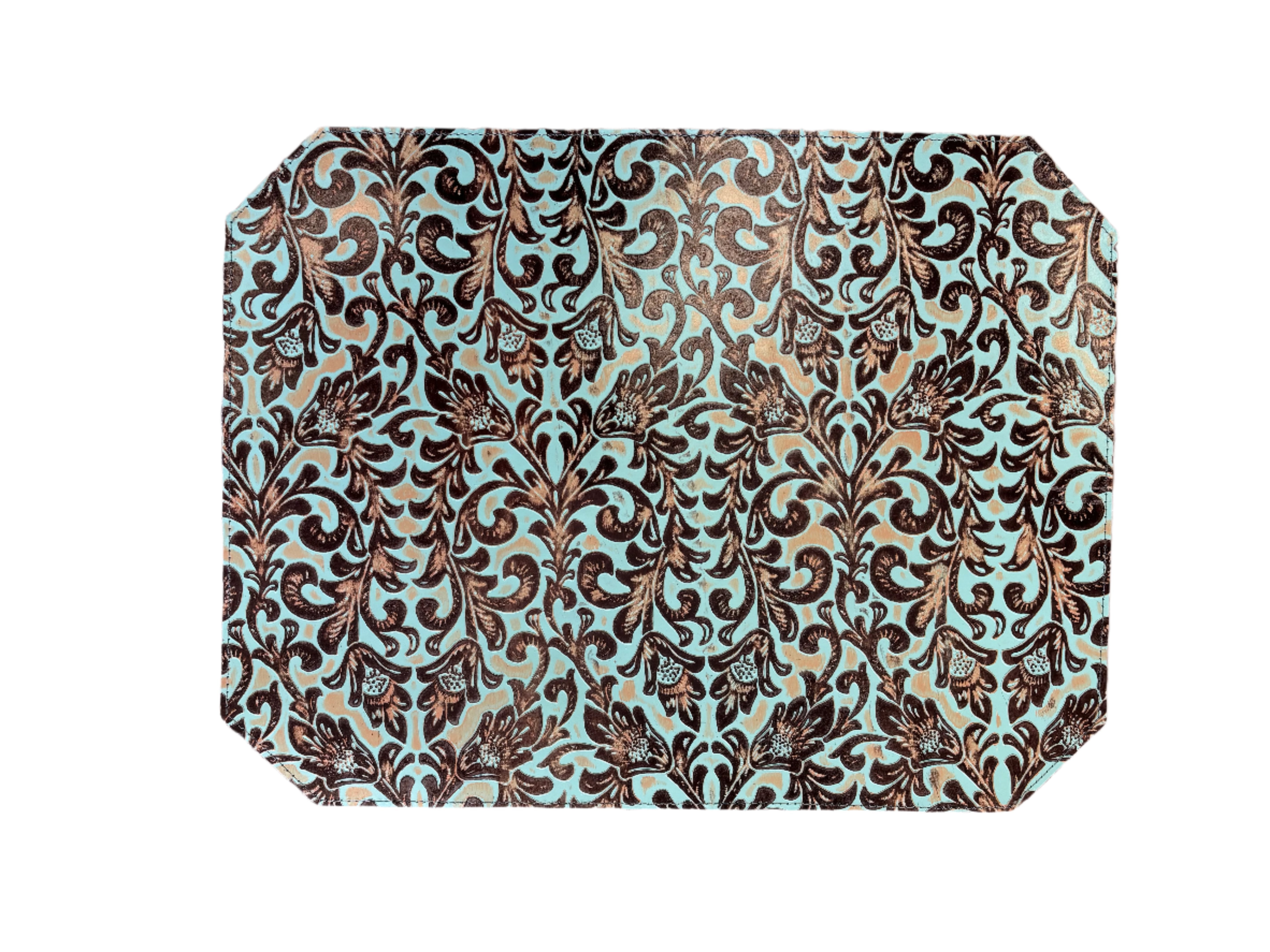 Embossed Floral Turquoise Placemats