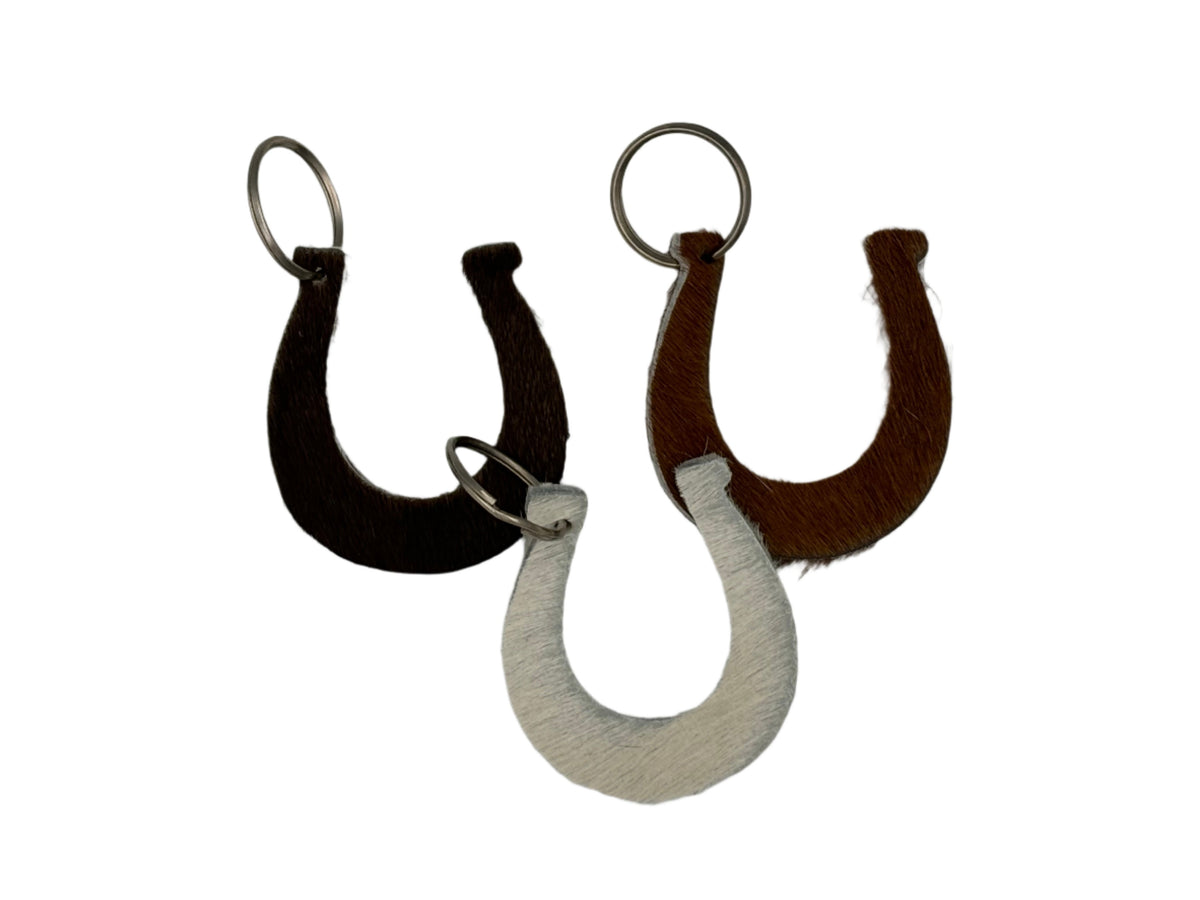 Horseshoe Natural Cowhide Keychain