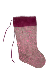 Pink Splashed Stocking With Pink Cowhide Top