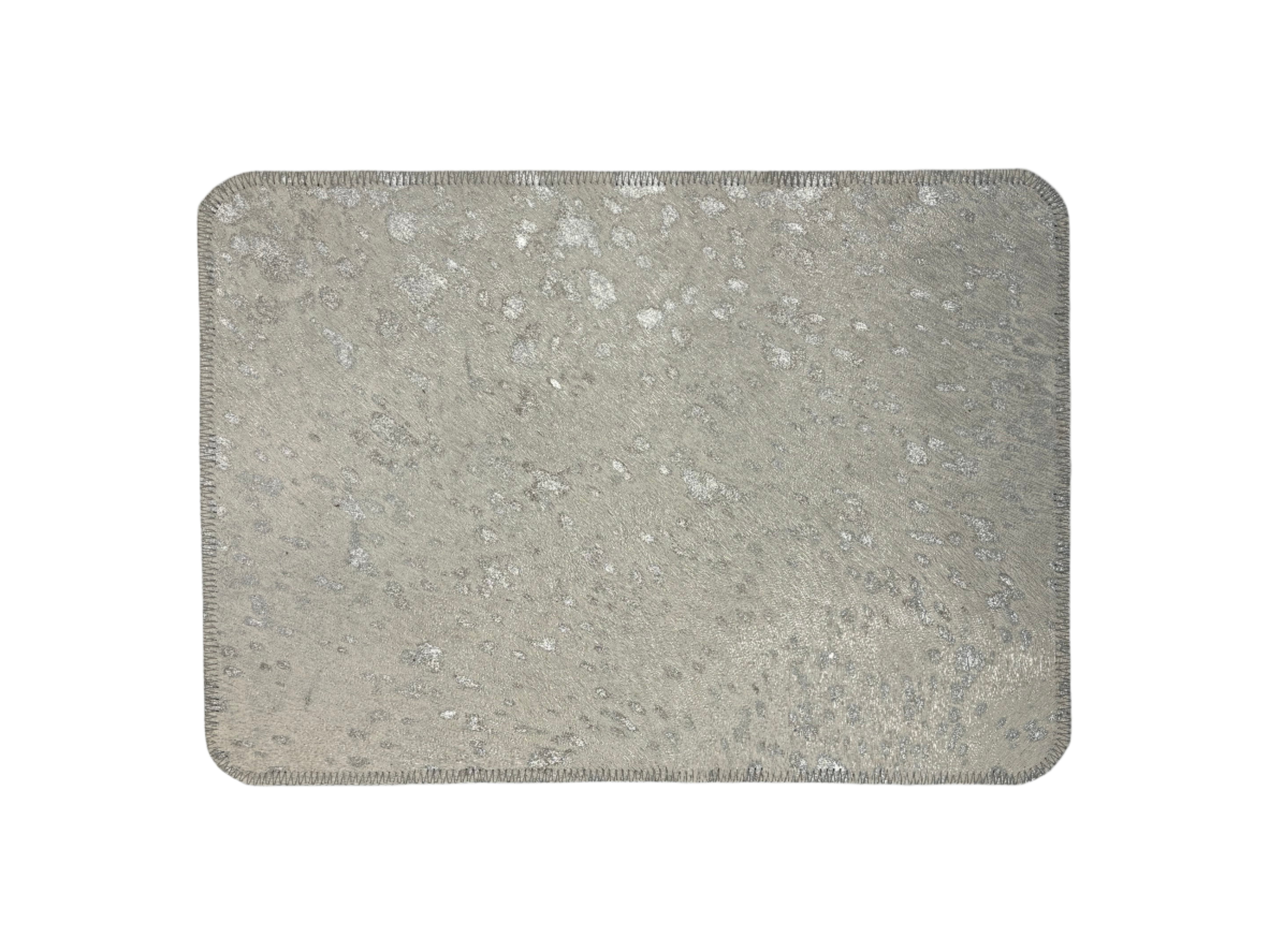 Silver Splashed Cowhide with Round Corners Placemats