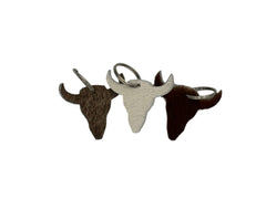 Steer Head Natural Cowhide Keychain