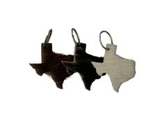 Texas Map Natural Cowhide Keychain